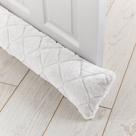 Catherine Lansfield Cosy Diamond Draught Excluder - Cosy Diamond Draught Excluder White