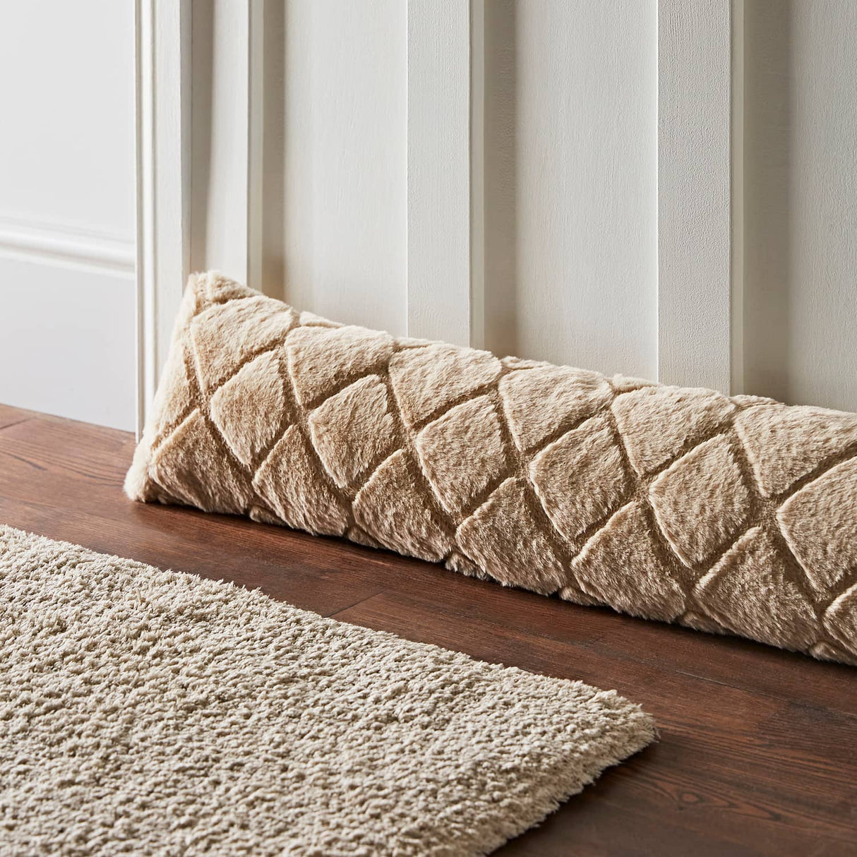 Catherine Lansfield Cosy Diamond Filled Cushion 43cm x 43cm - Natural - Cosy Diamond Excluder Natural