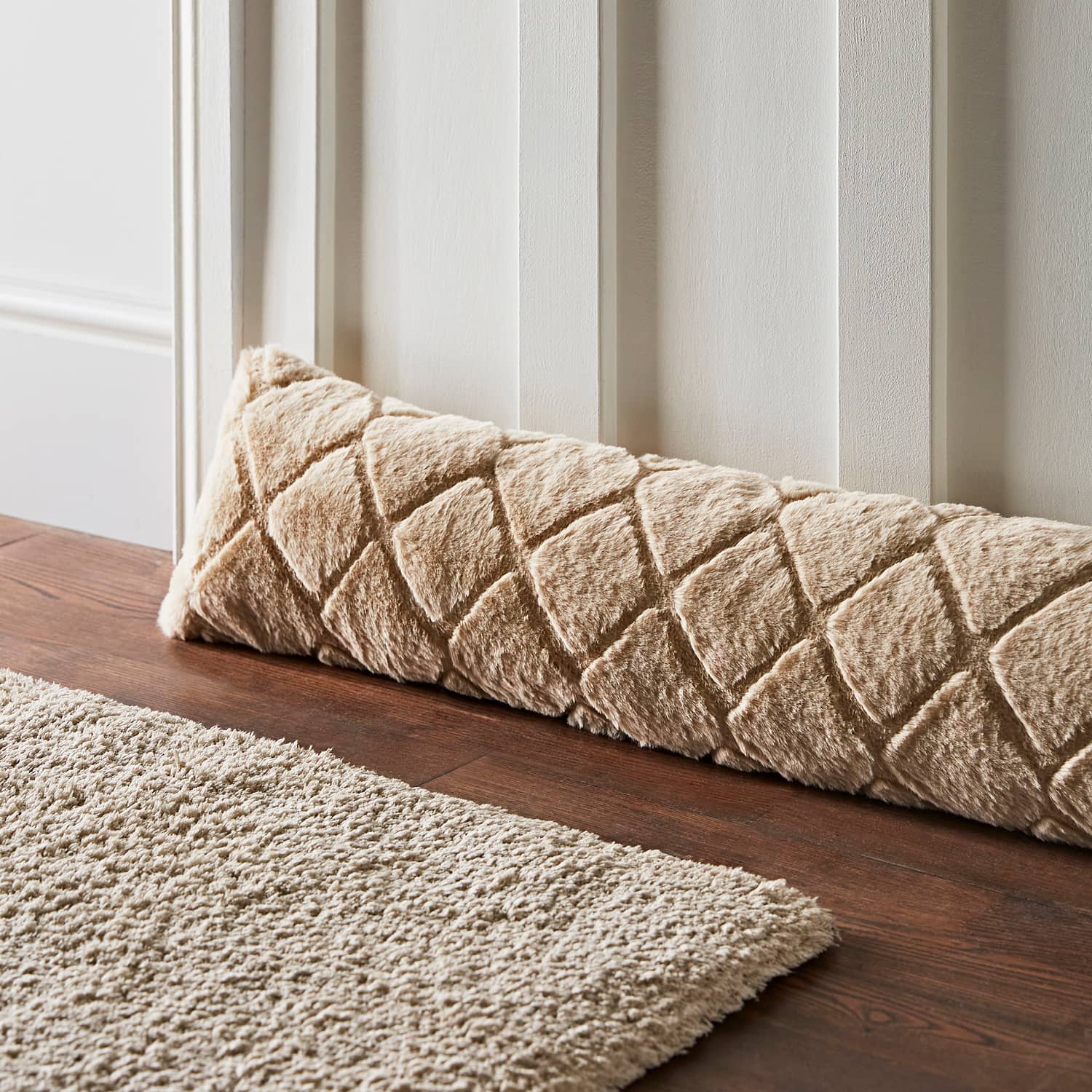 Catherine Lansfield Cosy Diamond Filled Cushion 43cm x 43cm - Natural - Cosy Diamond Excluder Natural