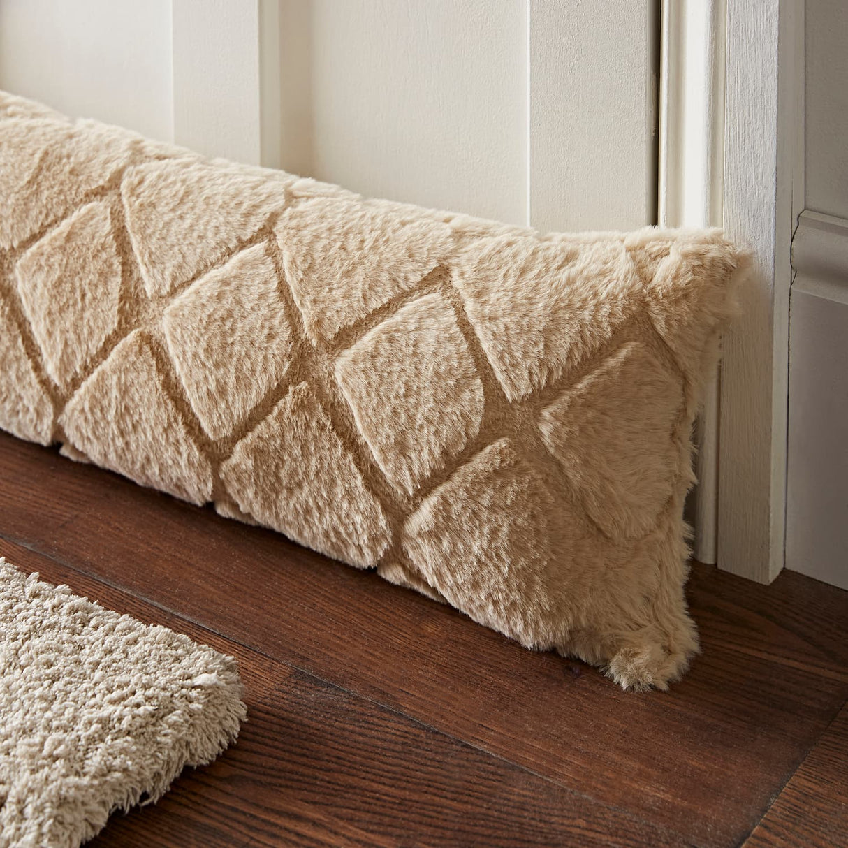 Catherine Lansfield Cosy Diamond Filled Cushion 43cm x 43cm - Natural - Cosy Diamond Excluder Natural