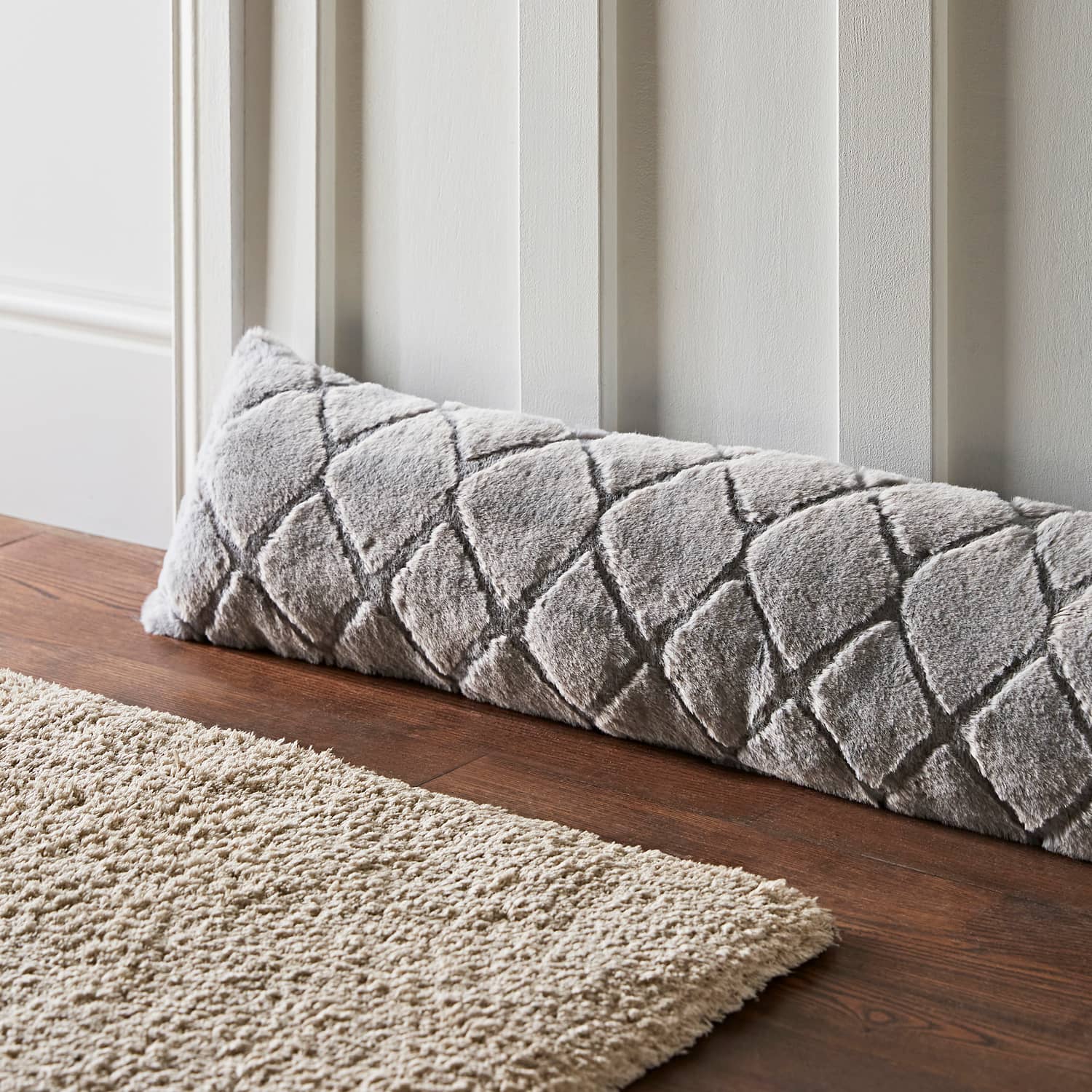 Catherine Lansfield Cosy Diamond Filled Cushion 43cm x 43cm - Silver - Cosy Diamond Excluder Silver Grey