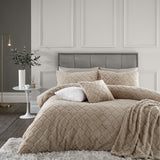 Catherine Lansfield Cosy Diamond Geometric Duvet Cover Set - Natural