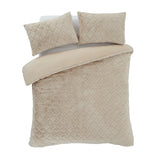 Catherine Lansfield Cosy Diamond Geometric Duvet Cover Set - Natural - Cosy Diamond Natural Duvet Set