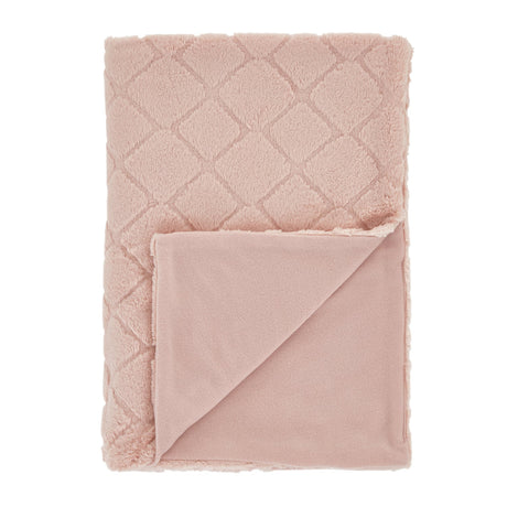 Catherine Lansfield Cosy Diamond Throw – Blush – 130cm x 170cm - Cosy Diamond Throw Blush