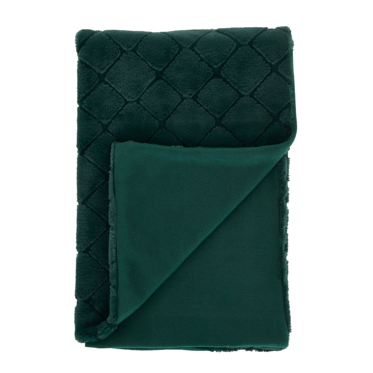 Catherine Lansfield Cosy Diamond Throw – Bottle Green – 130cm x 170cm - Cosy Diamond Throw Bottle Green