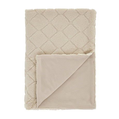 Catherine Lansfield Cosy Diamond Throw – Natural – 130cm x 170cm - Cosy Diamond Throw Natural