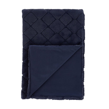Catherine Lansfield Cosy Diamond Throw – Navy – 130cm x 170cm - Cosy Diamond Throw Navy