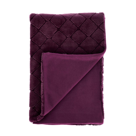 Catherine Lansfield Cosy Diamond Throw – Plum – 130cm x 170cm - Cosy Diamond Throw Plum