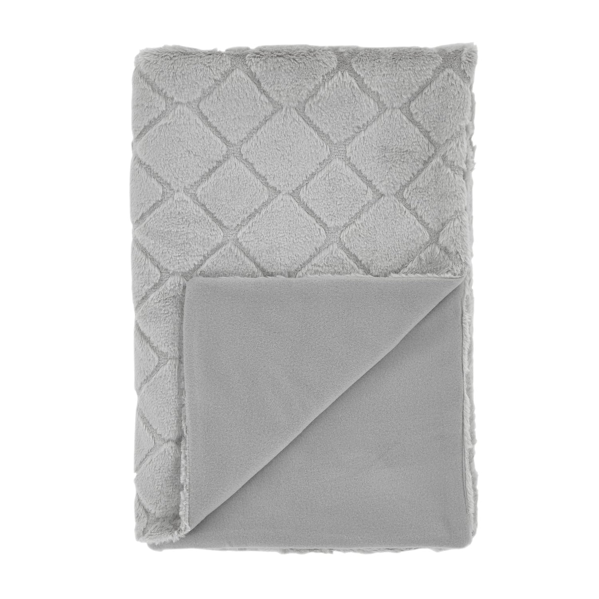 Catherine Lansfield Cosy Diamond Throw – Silver – 130cm x 170cm - Cosy Diamond Throw Silver