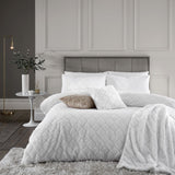 Catherine Lansfield Cosy Diamond Geometric Duvet Cover Set - White