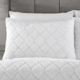 Catherine Lansfield Cosy Diamond Geometric Duvet Cover Set - White - Cosy Diamond White Duvet Set