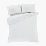 Catherine Lansfield Cosy Diamond Geometric Duvet Cover Set - White - Cosy Diamond White Duvet Set