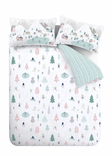 Winter Scene Brushed Cotton Flannelette Duvet Cover Set Blue by Bianca