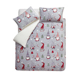 Catherine Lansfield Festive Gnomes Christmas Duvet Cover Set - Christmas Gnomes Duvet Set Grey