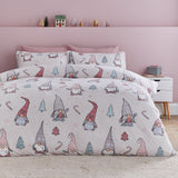 Catherine Lansfield Festive Gnomes Christmas Duvet Cover Set - Christmas Gnomes Duvet Set Pink