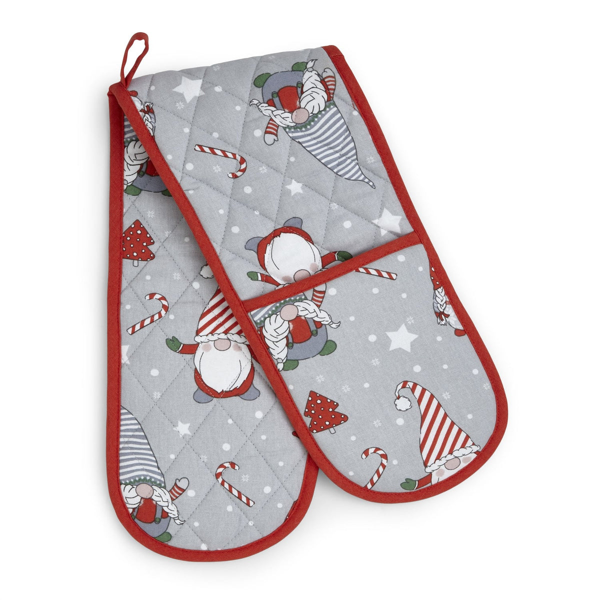 Catherine Lansfield Christmas Gnomes Festive Double Oven Glove - Christmas Gnomes Oven Glove
