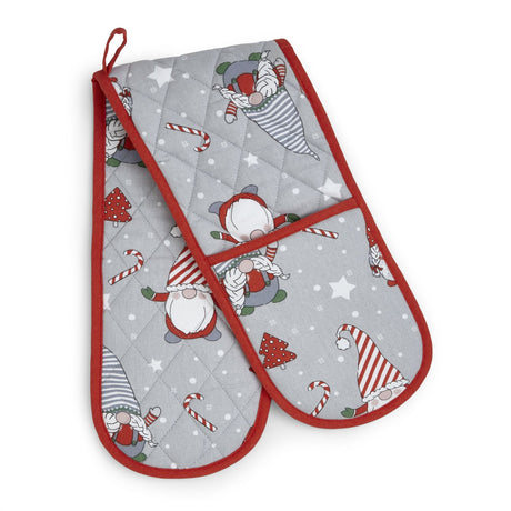 Catherine Lansfield Christmas Gnomes Festive Double Oven Glove - Christmas Gnomes Oven Glove