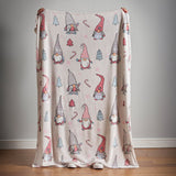 Catherine Lansfield Christmas Festive Gnomes Fleece Throw – Pink – 130cm x 170cm - Christmas Gnomes Pink Throw