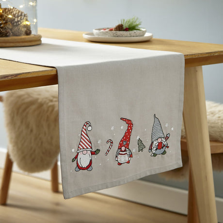Catherine Lansfield Christmas Festive Gnomes Fleece Throw – Grey – 130cm x 170cm - Christmas Gnomes Runner