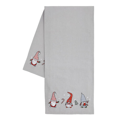 Catherine Lansfield Christmas Festive Gnomes Fleece Throw – Grey – 130cm x 170cm - Christmas Gnomes Runner