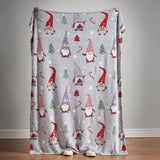 Catherine Lansfield Christmas Festive Gnomes Fleece Throw – Grey – 130cm x 170cm - Cosy Christmas Gnomes Throw