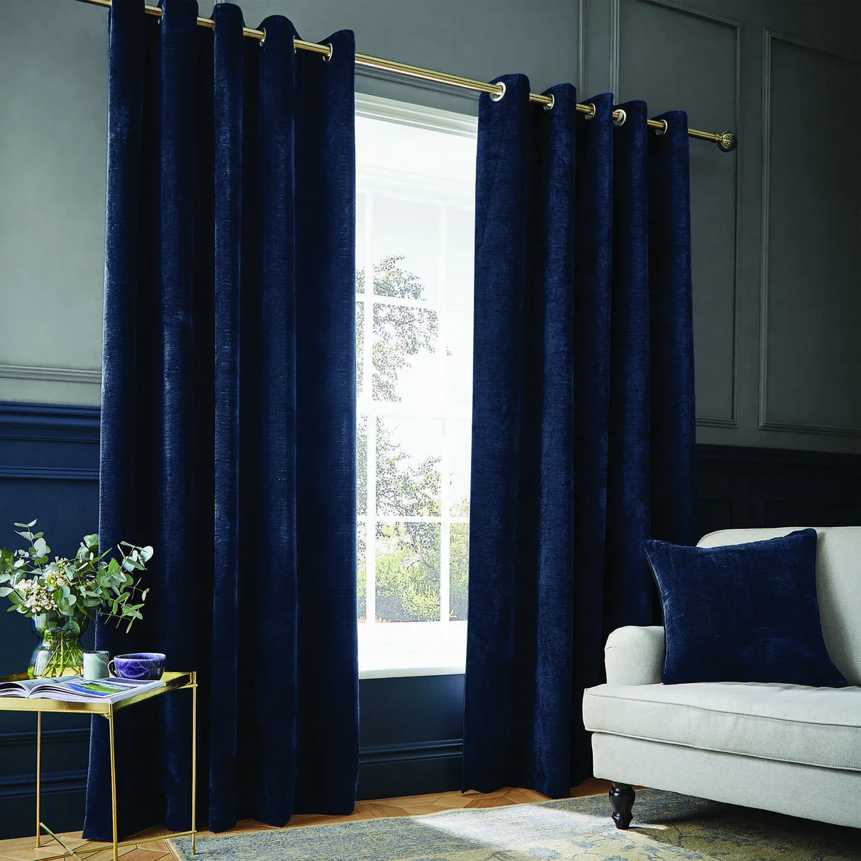 Hyperion Selene Thermal Weighted Eyelet Curtains Pair - Rich Teal Green image 15