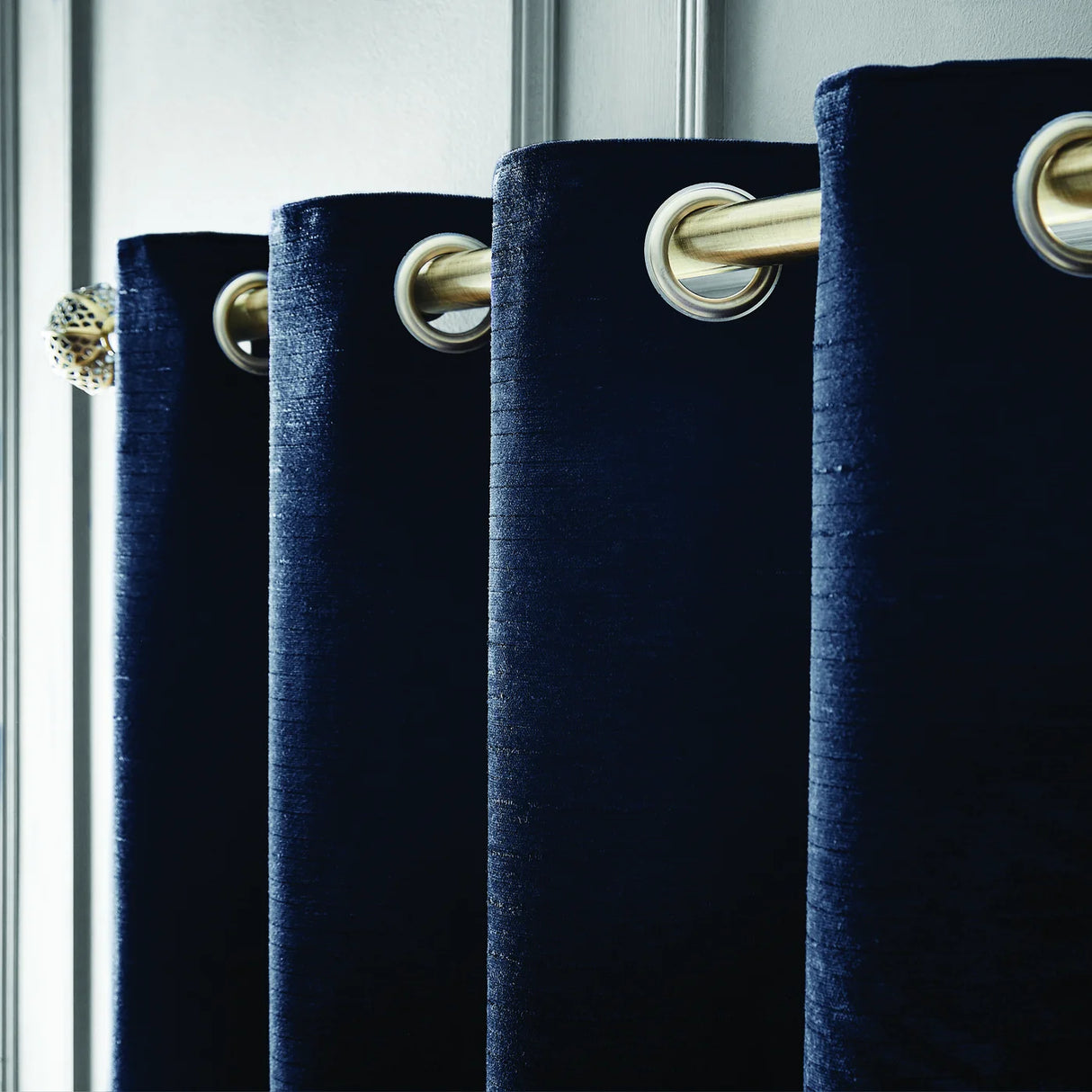 Hyperion Selene Luxury Chenille Weighted Thermal Eyelet Curtains Pair