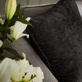 Selene Cushion Cover or Feather Filled Cushion 55cm x 55cm - Selene Chenille Cushion Black