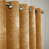 Hyperion Selene Thermal Weighted Eyelet Curtains - Amber Gold Jacquard Textured