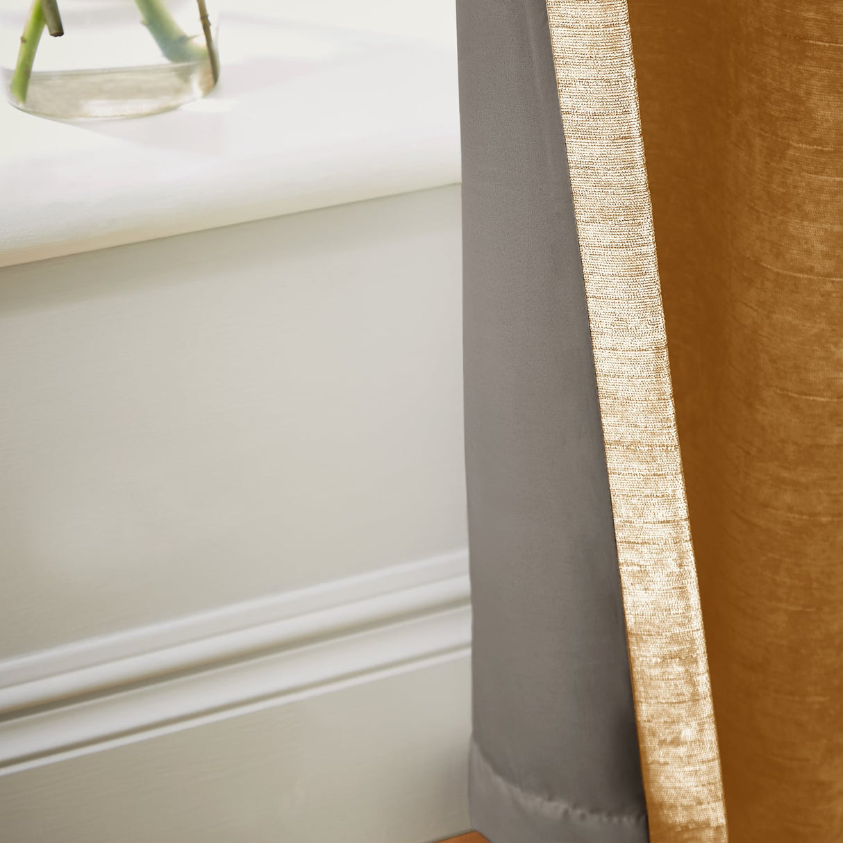 Hyperion Selene Thermal Weighted Eyelet Curtains - Amber Gold Jacquard Textured - Selene Curtains Amber Gold