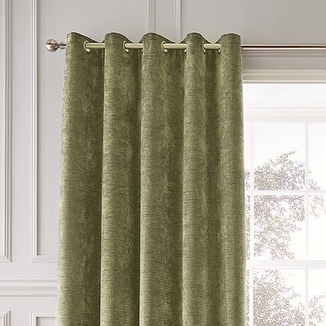 Hyperion Selene Thermal Weighted Eyelet Curtains - Deep Navy Jacquard Textured - Selene Curtains Olive
