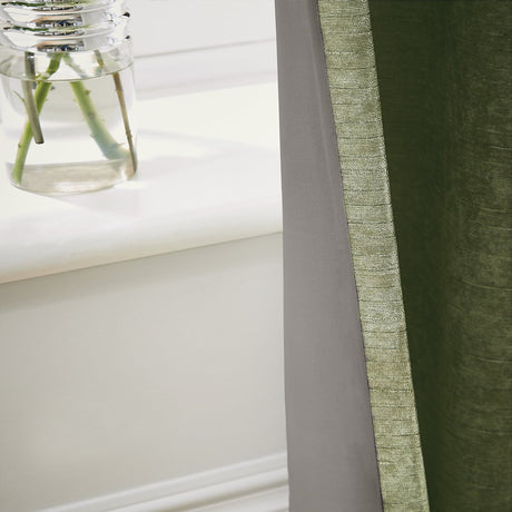 Hyperion Selene Thermal Weighted Eyelet Curtains - Black Jacquard Textured - Selene Curtains Olive