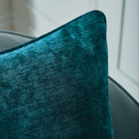 Selene Cushion Cover or Feather Filled Cushion 55cm x 55cm - Selene Luxury Chenille Cushion Rich Teal