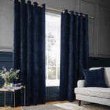 Hyperion Selene Thermal Weighted Eyelet Curtains - Deep Navy Jacquard Textured