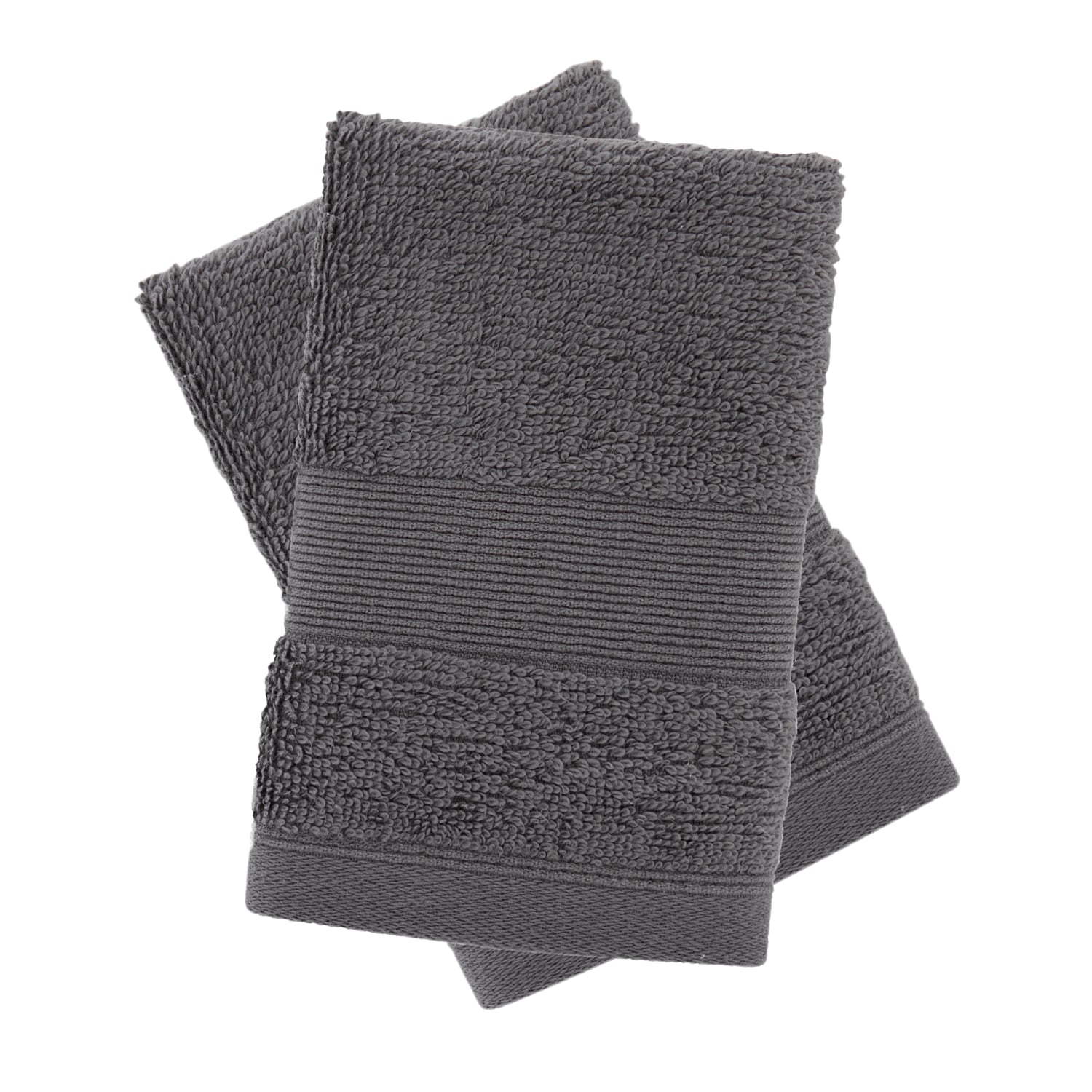 Catherine Lansfield Anti-Bacterial Face Cloth Towel Pair - Charcoal - Antibacterial Face Cloth Charcoal