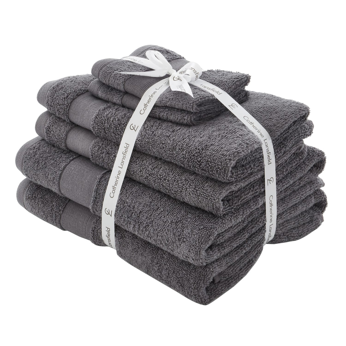 Catherine Lansfield Anti-Bacterial 500gsm 6 Piece Towel Bale - Charcoal - Antibacterial Towel Bale Charcoal