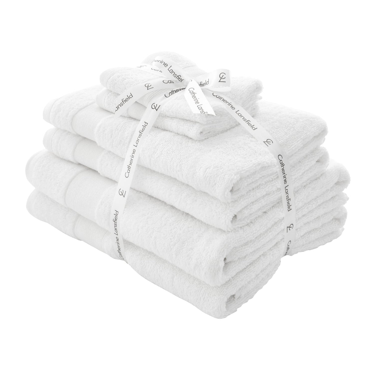 Catherine Lansfield Anti-Bacterial 500gsm 6 Piece Towel Bale - White - Antibacterial Towel Bale White