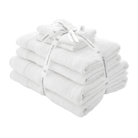 Catherine Lansfield Anti-Bacterial 500gsm 6 Piece Towel Bale - White - Antibacterial Towel Bale White