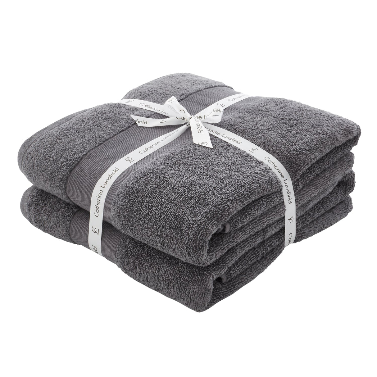 Catherine Lansfield Anti-Bacterial Face Cloth Towel Pair - Charcoal - Antibacterial Towel Pair Charcoal