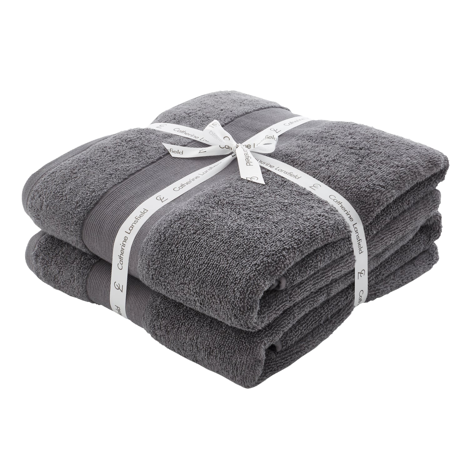 Catherine Lansfield Anti-Bacterial Face Cloth Towel Pair - Charcoal - Antibacterial Towel Pair Charcoal