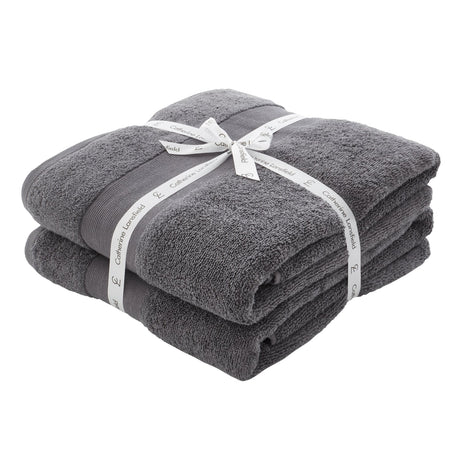 Catherine Lansfield Anti-Bacterial 500gsm Towel - Charcoal - Antibacterial Towel Pair Charcoal