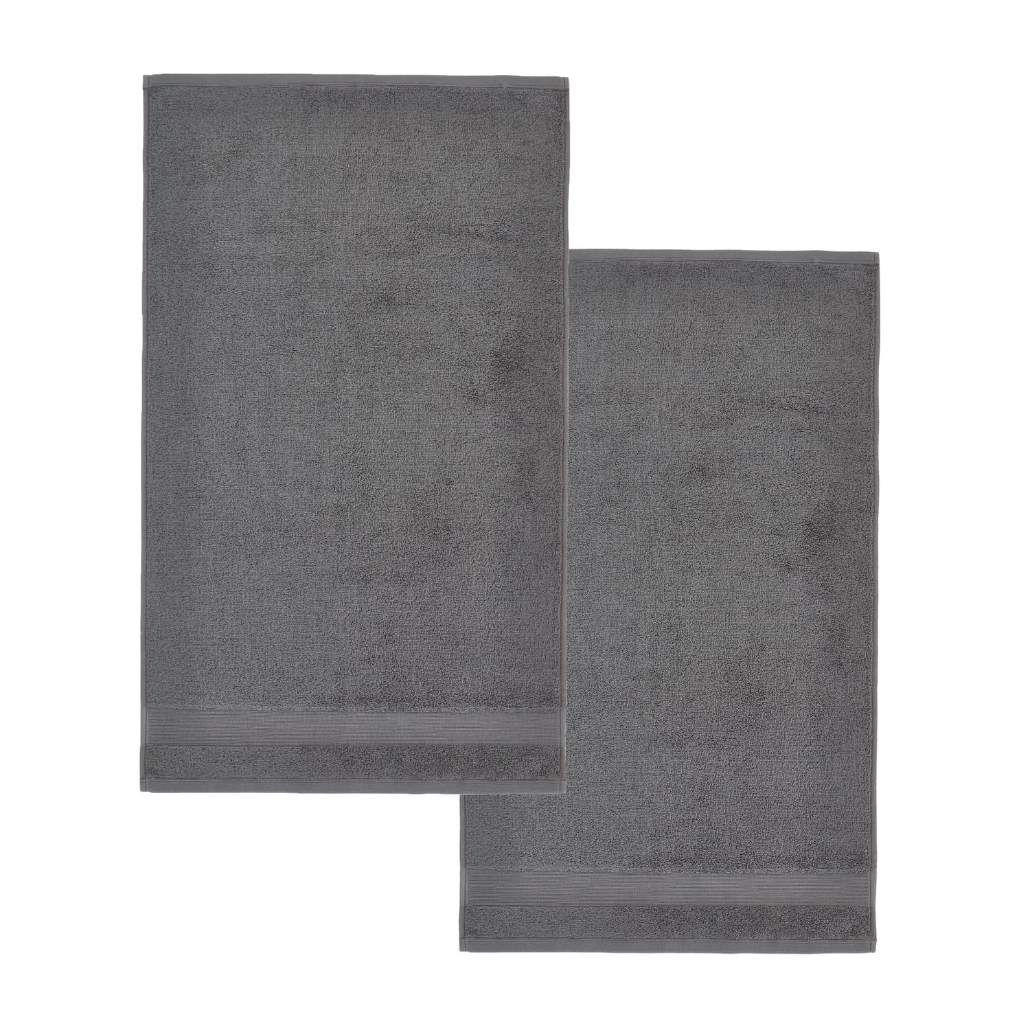 Catherine Lansfield Anti-Bacterial Face Cloth Towel Pair - Charcoal - Antibacterial Towel Pair Charcoal