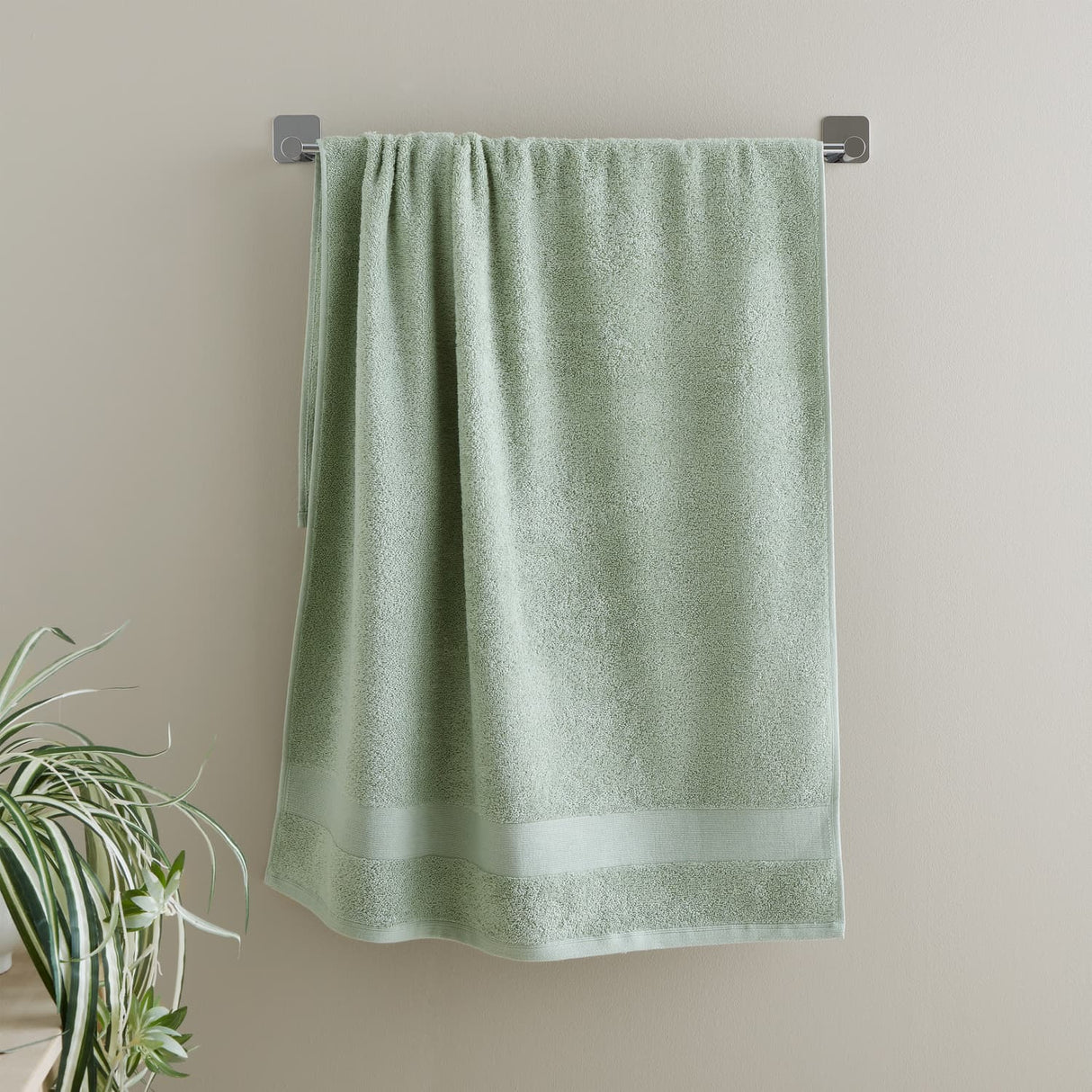 Catherine Lansfield Anti-Bacterial Sage 100% Cotton Face Cloth Towel Pair