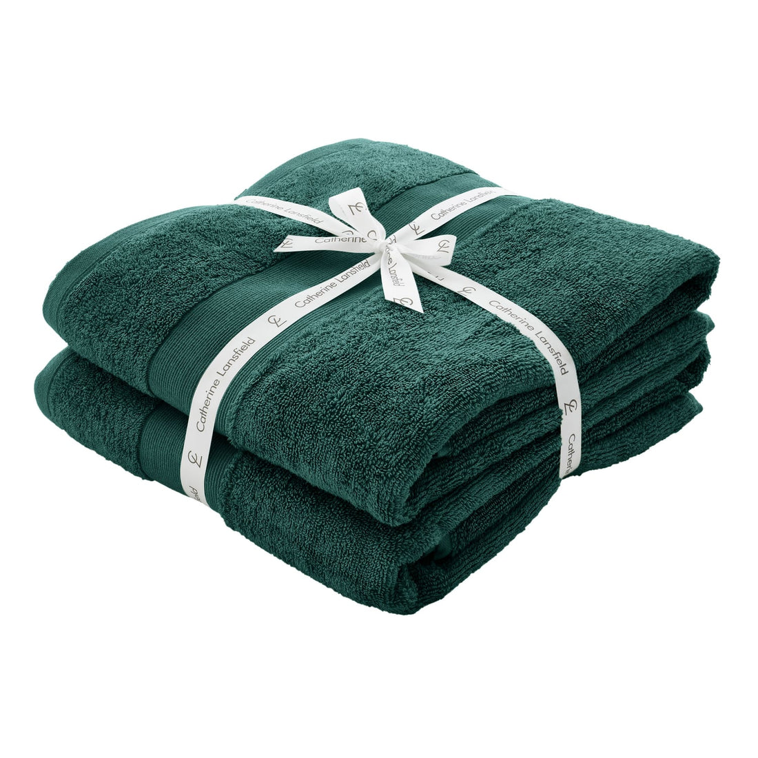 Catherine Lansfield Anti-Bacterial 500gsm 2 Piece Forest Green 100% Cotton Bath Sheet Towel Bale