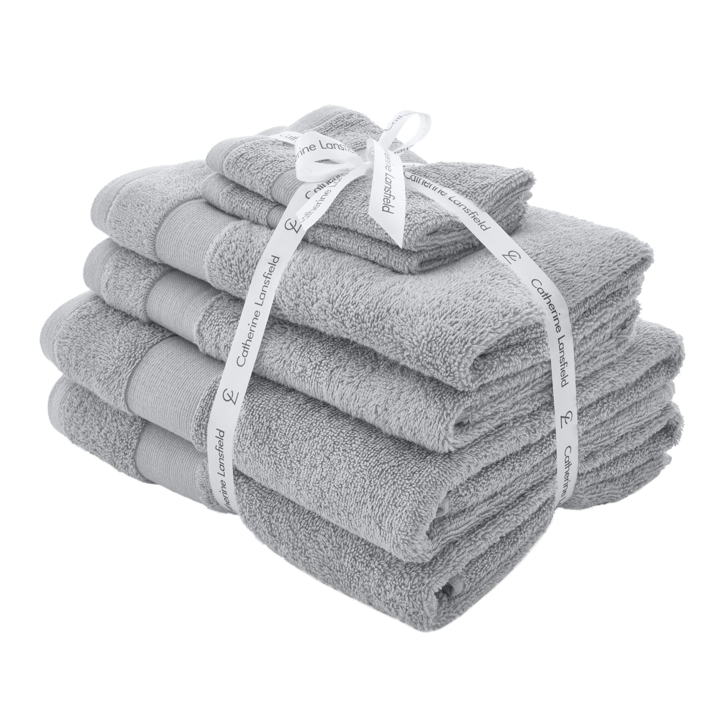 Catherine Lansfield Anti-Bacterial Face Cloth Towel Pair - Silver - Anti Bacterial Silver Sheet Pair (1)