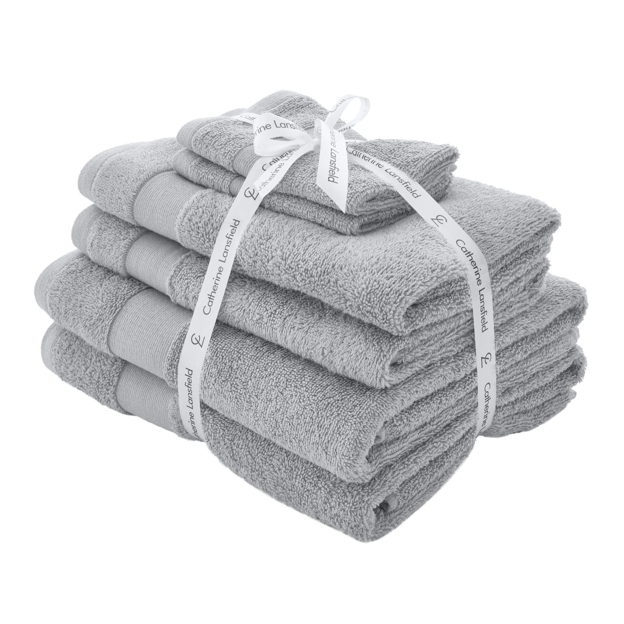 Catherine Lansfield Anti-Bacterial 500gsm 6 Piece Towel Bale - Silver - Anti Bacterial Silver Sheet Pair (1)