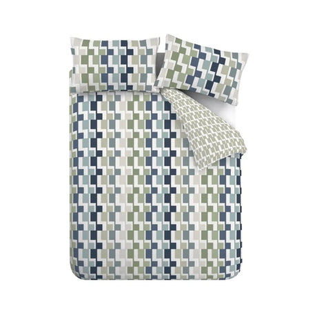 Catherine Lansfield Bryson Geo Reversible Duvet Cover Set - Blue image 4