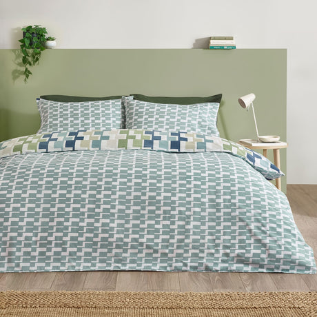 Catherine Lansfield Bryson Geo Duvet Cover Set - Bryson Geo Blue Duvet Set