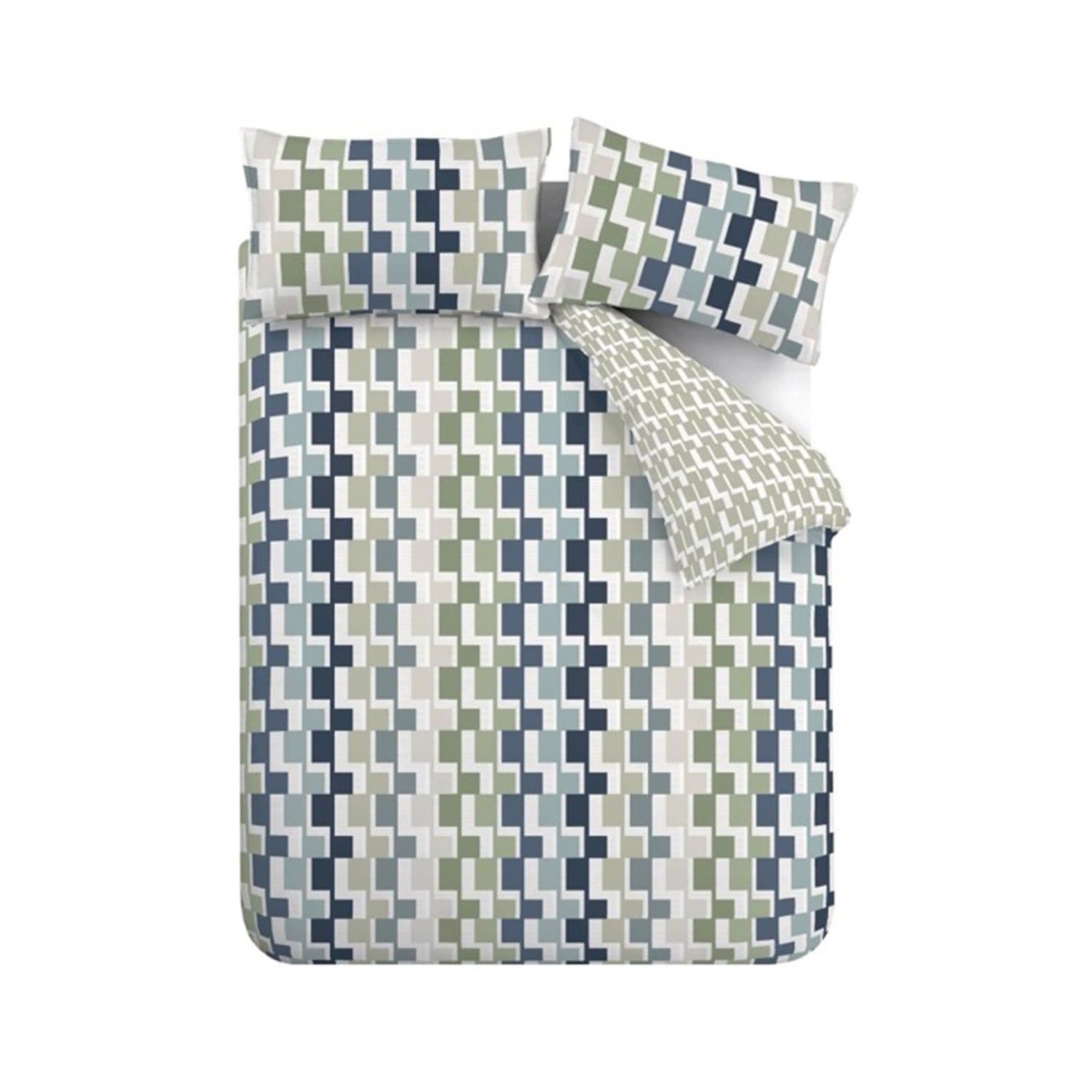 Catherine Lansfield Bryson Geo Duvet Cover Set - Bryson Geo Blue Duvet Set