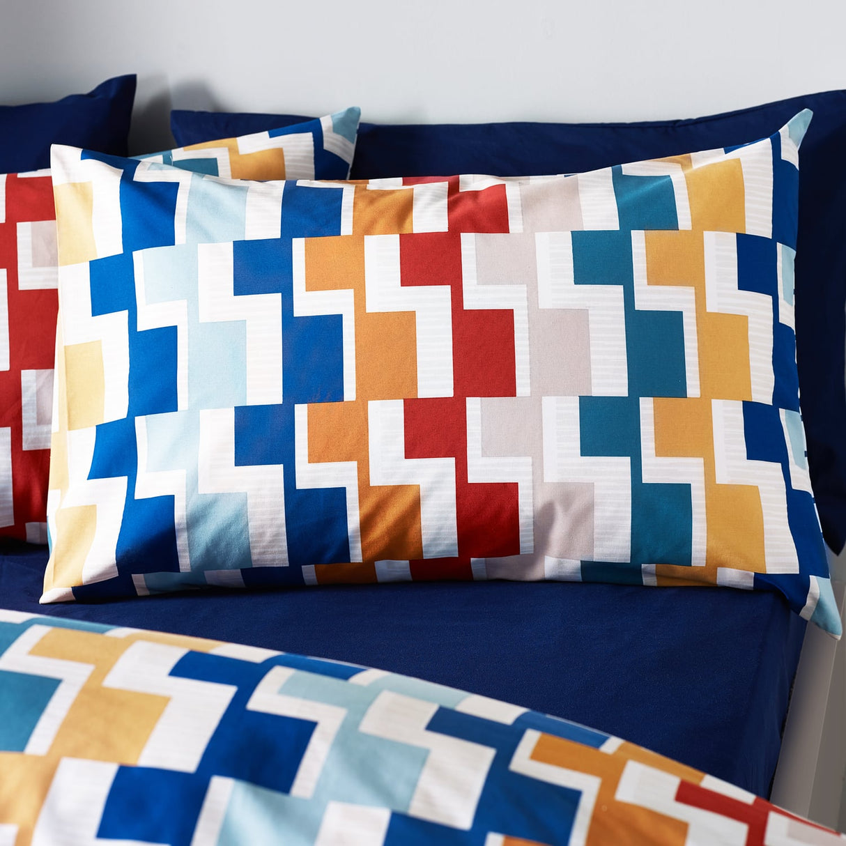 Catherine Lansfield Bryson Geo Reversible Duvet Cover Set - Bright - Bryson Geo